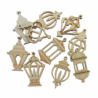 Drevený výrez lampa 4 cm - mix 10 ks